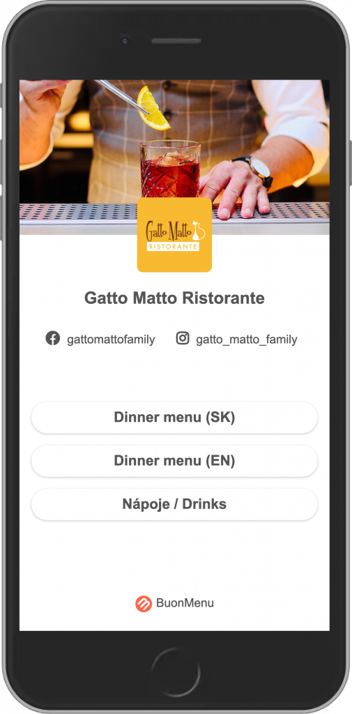 Digital menu with social links