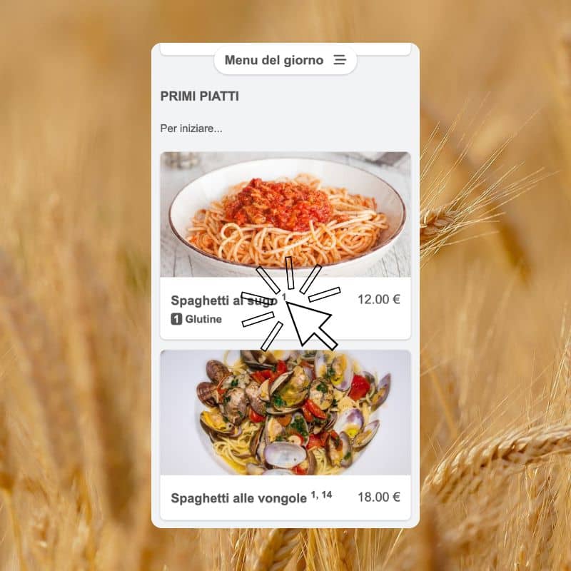 Digital menu with allergens