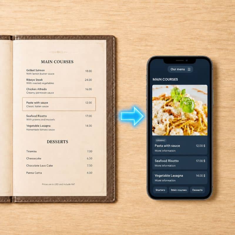 Import and digitize a restaurant menu with AI
