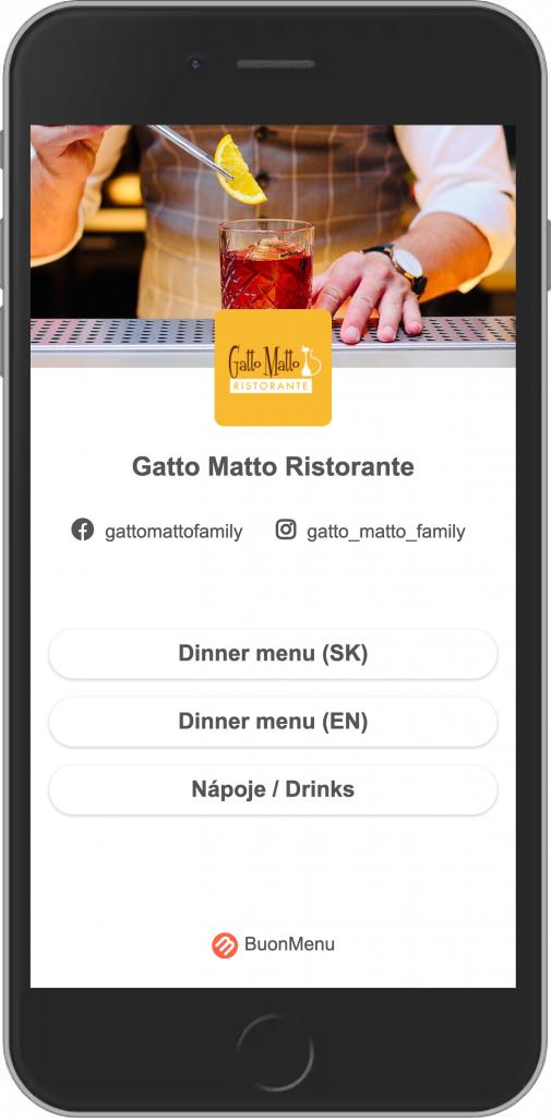 Menu digitale con link social