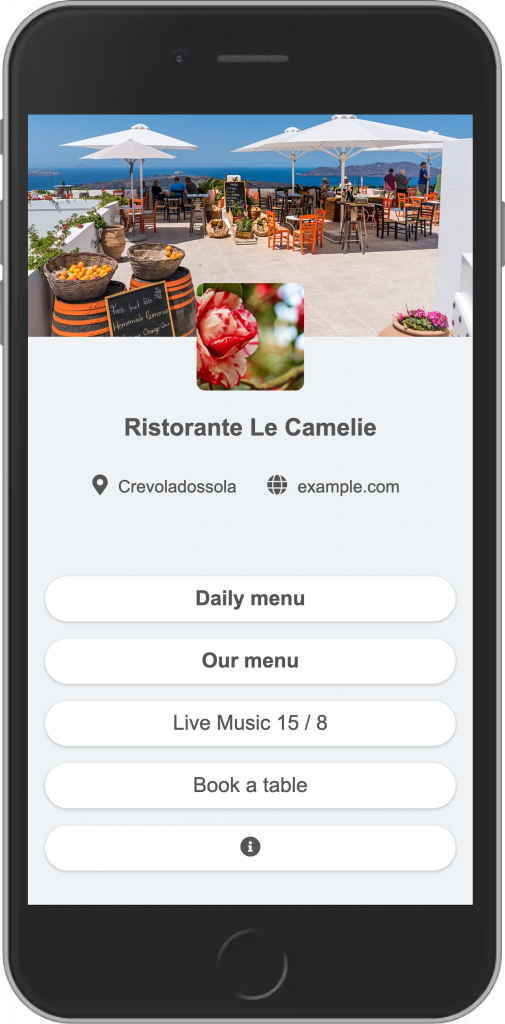 Digital menu with useful links