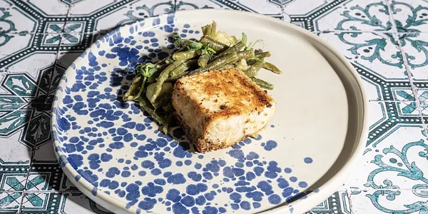 Ombrina panata ed insalata di fagiolini