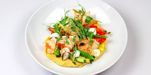 grilled prawns with seasonal vegetable,