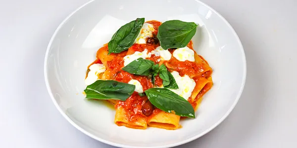 paccheri with tomato marinara sauce,