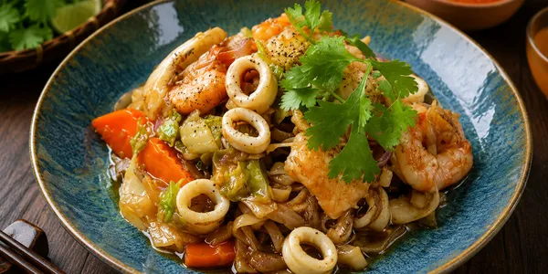 N4H STIR FRIED RICE NOODLES with SEAFOOD