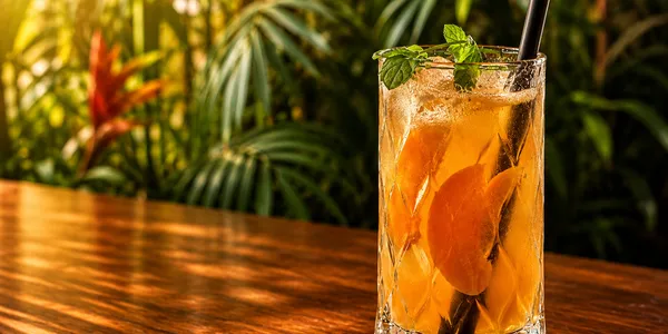 Homemade peach ice tea