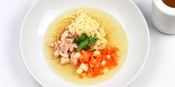 chicken broth with meat,