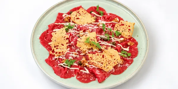 * beef carpaccio with truffle mayo, 