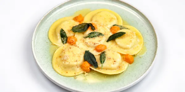 ravioli filled with fontina cheese and truffle,