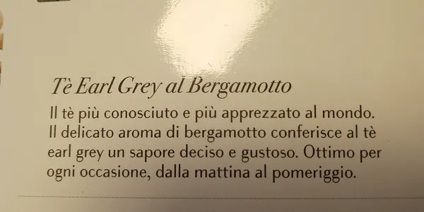 Tè earl grey al bergamotto 